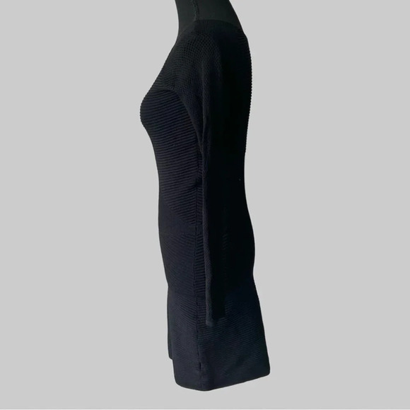 Olivaceous Black Mesh Sleeve  Bodycon Dress - Picture 2 of 15